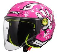 LS2, Casco Moto Jet para Niños FUNNY II PAWS Gloss Pink, S