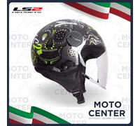 Casco Jet LS2 OF558 Sphere Lux Maxca Negro Amarillo Fluo Talla M (57 Cm.)