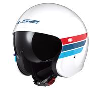 LS2 OF599 Spitfire II Retro Casco Jet, blanco-rojo-azul, tamaño XL para Hombres