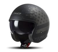 LS2 OF599 Spitfire II Flag, casco jet XS male Mate Negro/Gris Oscuro