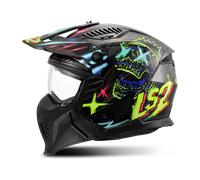 LS2 OF606 Drifter Rayz, casco modular XS male Negro/Amarillo Neón/Azul