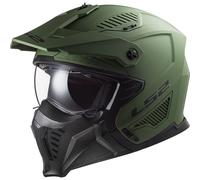 LS2, Casco Moto Jet/Modular Drifter Solid Matt Military Green, S