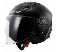 LS2 AIRFLOW II Casco Jet DemiJet Negro Brillante Con Visera Larga