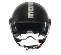 MOMODESIGN - FGTR EVO E2206, Casco Moto Jet con Doble Visera para Hombre y Mujer, para Hombres y Mujeres, Matt Black/Silver, S