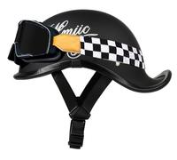 Casco Jet Moto Cascos de Motocicleta Retro Estilo alemán Homologado ECE, Cascos Scooter Abierto con Gafas, Cascos Ciclomotor para Hombres Mujeres Cascos de Bicicleta Eléctrica 8,XL=61-62cm