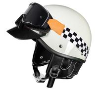 Casco Jet Moto Hombre, Cascos De Motocicleta De Media Cara, Cascos De Moto para Hombres Mujeres, Homologado ECE Casco Moto Retro Cascos Ciclomotor Casco De Patinete Electrico 1,M=57-58cm