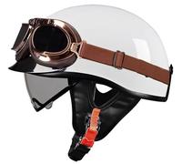 Casco Jet Moto Hombre Cascos de Motocicleta Retro Estilo alemán Cascos Moto Abierto Hombres Mujeres Cascos Ciclomotor con Gafas Casco Moto Retro homologado ECE Cascos Motocross 30,M=55-56cm
