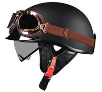 Casco Jet Moto Hombre Cascos de Motocicleta Retro Estilo alemán Cascos Moto Abierto Hombres Mujeres Cascos Ciclomotor con Gafas Casco Moto Retro homologado ECE Cascos Motocross 14,M=55-56cm
