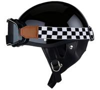 Casco Jet Moto Hombre Homologado ECE Cascos Scooter Abierto Hombre Mujer Cascos Moto Retro Cascos De Motocicleta Retro Estilo Alemán Casco Ciclomotor 2,XXL=61-63cm