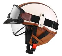 Casco Jet Motocicleta Retro Cascos Half-Helmet ECEDOT Certificado Medio Casco con Gafas Casco De Moto Ligero Cascos Abiertos De Moto Casco Jet para Hombres Y Mujeres Adultos S,L:59-60CM