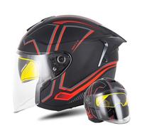 Casco Jet para Moto Casco De Motocicleta para Adultos Casco De Moto 3/4 con Visera Ideal para Desplazamientos Diarios Y Conducción Al Aire Libre B,L=(58-59CM)