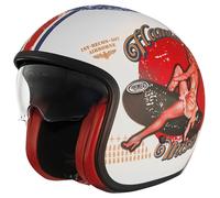 Premier Vintage Pin Up, casco abierto XL male Mate Blanco/Rojo/Azul
