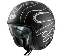 casco jet premier vintage platinum carbon fr - negro / plata M