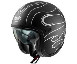 casco jet premier vintage platinum carbon fr - negro / plata M
