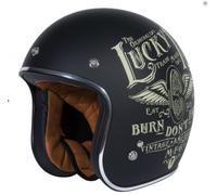 Casco Jet Primero Flying Wheel Corcho Café Race Negro TALLA XS