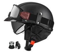 Casco Jet Retro AlemáN, Casco De Motocicleta Abierto con CertificacióN Ece, Visera Y Forro ExtraíBle, Casco De Scooter Retro Unisex para Adultos. K,2XL:61-62CM