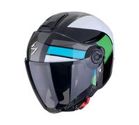 Casco Jet SCORPION EXO-CITY II BLUR Negro Blanco Verde