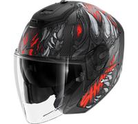 Casco Jet Shark RS JET CARBON SHAYTAN Mat Black Red Anthracite