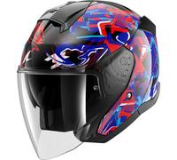 Shark Skwal Jet Pranz Casco Jet, negro-carbono-rojo-azul, tamaño XS para Hombres