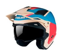 Casco Jet Trial MT District SV S Analog D27, Gafa Solar,Beige, Azul, Rojo Brillo T-M.