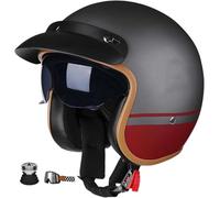Casco Jet Vintage para Motocicleta, Casco Abierto Retro con Gafas, Visera Interior Transpirable, Cierre rápido, Casco Jet 3/4, Certificado ECE, Universal para Hombre y Mujer. C,L59-60CM