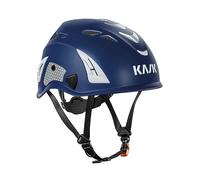 KASK Superplasma HI VIZ - Casco de protección laboral, rueda giratoria, tiras reflectantes, EN 397, color: azul oscuro