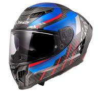 casco ls2 ff807 dragon carbon trax - azul / rojo S