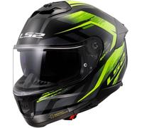 LS2 FF808 Stream II Fury Casco, negro-amarillo, tamaño XS