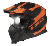 LS2 OF606 Drifter Mud Casco de trial, negro-naranja, tamaño L para Hombres