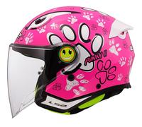 LS2, Casco Moto Jet para Niños FUNNY II PAWS Gloss Pink, S