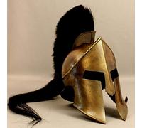 Casco medieval Leonidas Spartan Gold - 300 Movie Metal Wearable - Juego de rol SCA LARP Disfraz Halloween