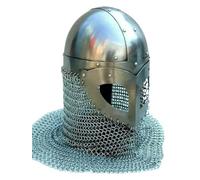Casco medieval Nasal Normando Viking Knight Armor Casco de acero de hierro con tope de malla Reenactors LARP Head Armor disfraz de juego de rol