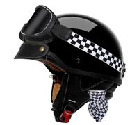 Casco Medio De Cara Abiertos Vintage con Gafas Casco Moto Jet para Mujer Hombre Adultos Cascos Motocicleta DOTECE Homologado Ciclomotor Scooter Cascos Half-Helmet 11,XXL:63-64CM