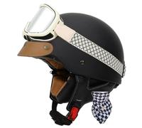 Casco Medio De Cara Abiertos Vintage con Gafas Casco Moto Jet para Mujer Hombre Adultos Cascos Motocicleta DOTECE Homologado Ciclomotor Scooter Cascos Half-Helmet 6,3XL:65-66CM