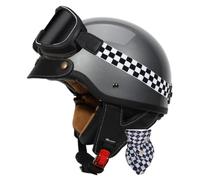 Casco Medio De Cara Abiertos Vintage con Gafas Casco Moto Jet para Mujer Hombre Adultos Cascos Motocicleta DOTECE Homologado Ciclomotor Scooter Cascos Half-Helmet 13,3XL:65-66CM