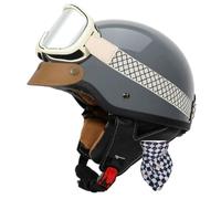 Casco Medio De Cara Abiertos Vintage con Gafas Casco Moto Jet para Mujer Hombre Adultos Cascos Motocicleta DOTECE Homologado Ciclomotor Scooter Cascos Half-Helmet 7,XXL:63-64CM