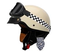 Casco Medio De Cara Abiertos Vintage con Gafas Casco Moto Jet para Mujer Hombre Adultos Cascos Motocicleta DOTECE Homologado Ciclomotor Scooter Cascos Half-Helmet 16,M:57-58CM