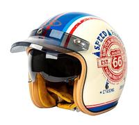 Casco Medio De Cara Abiertos Vintage DOTECE Homologado 3/4 Casco Moto Jet Abierto Scooter para Mujer Hombre Adultos con Visera Cascos Half-Helmet Cascos Motocicleta 1,XL:61-62CM