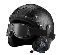 Casco Medio De Cara Abiertos Vintage DOTECE Homologado Bluetooth 3/4 Casco Moto Jet Abierto para Mujer Hombre Adultos Cascos Motocicleta Cascos Half-Helmet 7,L:59-60CM