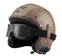 Casco Medio De Cara Abiertos Vintage DOTECE Homologado Bluetooth 3/4 Casco Moto Jet Abierto para Mujer Hombre Adultos Cascos Motocicleta Cascos Half-Helmet 4,L:59-60CM