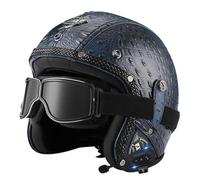 Casco Medio De Cara Abiertos Vintage DOTECE Homologado Bluetooth 3/4 Casco Moto Jet Abierto para Mujer Hombre Adultos Cascos Motocicleta Cascos Half-Helmet 1,S:55-56CM