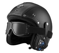 Casco Medio De Cara Abiertos Vintage DOTECE Homologado Bluetooth 3/4 Casco Moto Jet Abierto para Mujer Hombre Adultos Cascos Motocicleta Cascos Half-Helmet 3,L:59-60CM