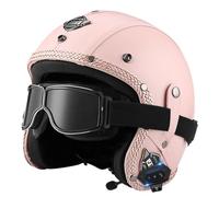 Casco Medio De Cara Abiertos Vintage DOTECE Homologado Bluetooth 3/4 Casco Moto Jet Abierto para Mujer Hombre Adultos Cascos Motocicleta Cascos Half-Helmet 10,M:57-58CM