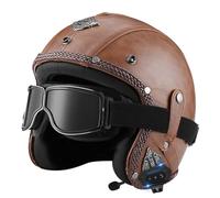 Casco Medio De Cara Abiertos Vintage DOTECE Homologado Bluetooth 3/4 Casco Moto Jet Abierto para Mujer Hombre Adultos Cascos Motocicleta Cascos Half-Helmet 6,S:55-56CM