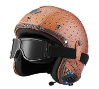 Casco Medio De Cara Abiertos Vintage DOTECE Homologado Bluetooth 3/4 Casco Moto Jet Abierto para Mujer Hombre Adultos Cascos Motocicleta Cascos Half-Helmet 9,XXL:63-64CM