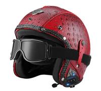 Casco Medio De Cara Abiertos Vintage DOTECE Homologado Bluetooth 3/4 Casco Moto Jet Abierto para Mujer Hombre Adultos Cascos Motocicleta Cascos Half-Helmet 8,M:57-58CM