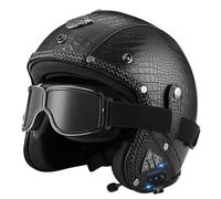 Casco Medio De Cara Abiertos Vintage DOTECE Homologado Bluetooth 3/4 Casco Moto Jet Abierto para Mujer Hombre Adultos Cascos Motocicleta Cascos Half-Helmet 2,M:57-58CM