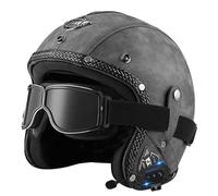 Casco Medio De Cara Abiertos Vintage DOTECE Homologado Bluetooth 3/4 Casco Moto Jet Abierto para Mujer Hombre Adultos Cascos Motocicleta Cascos Half-Helmet 5,M:57-58CM
