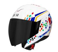 Casco Medio De Motocicleta Cascos Abiertos De Moto Vintage DOTECE Homologado Casco Half-Helmet Classic Cascos Scooter Jet con Doble Visera para Hombres Y Mujeres Adultos W,L:59-60CM