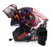 Casco Modular Abatible con Bluetooth, Aprobado ECE, Casco Integral For Motocicleta Lente Antivaho Doble Visera, Adecuado For Hombre Mujere Scooter Y Chopper(M,L=(59~60cm))